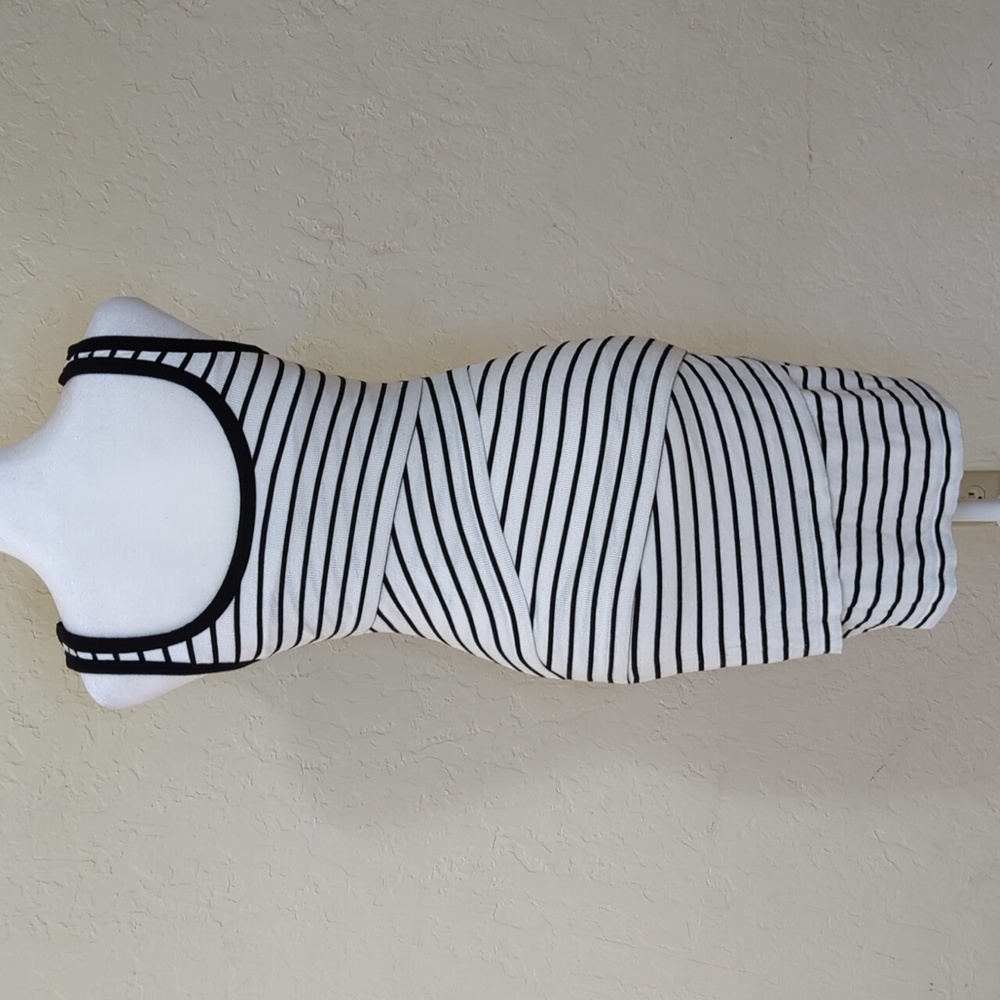 Bailey 44 White Black Striped Ribbed Tiered Tank Mini Dress Size XS - Picture 6 of 9